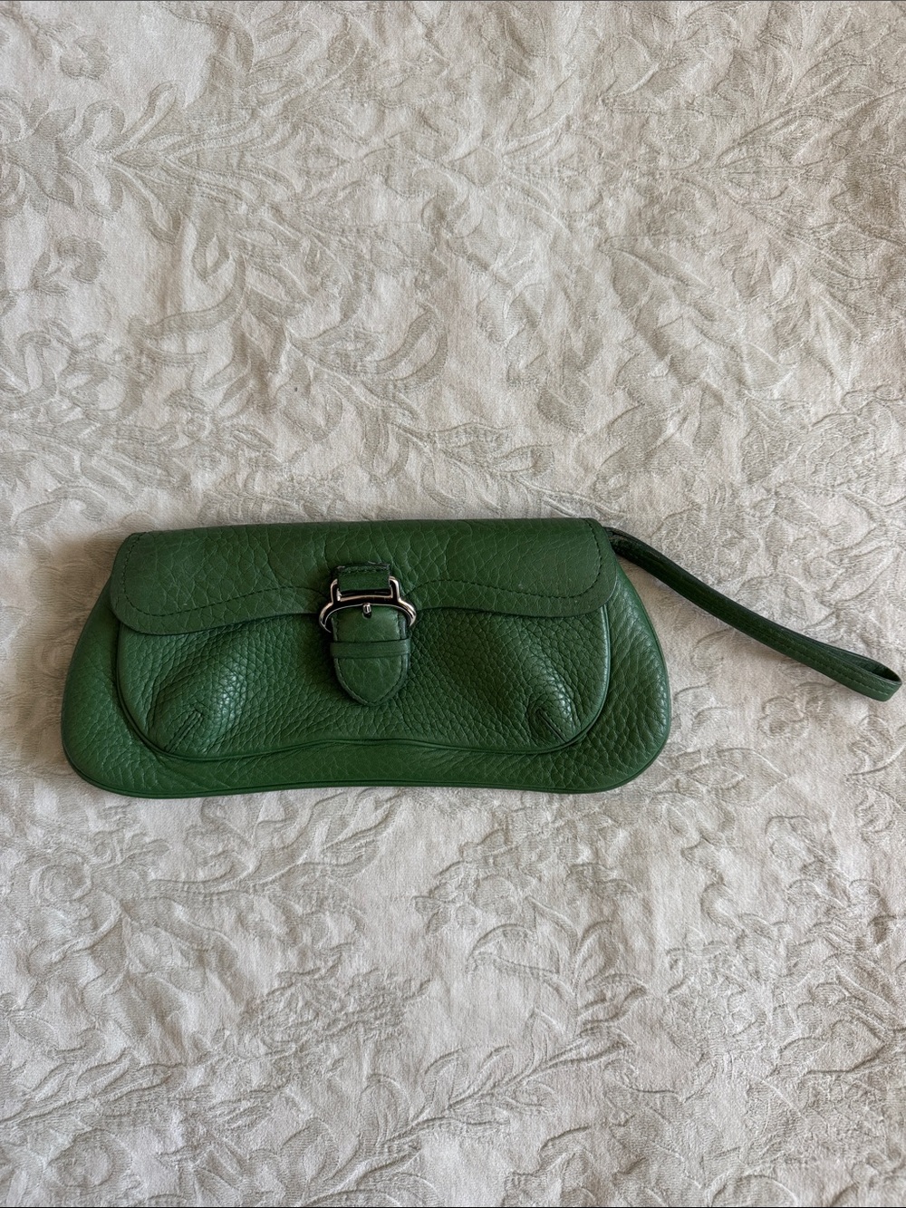 Cole Haan Green Leather Wristlet Clutch
